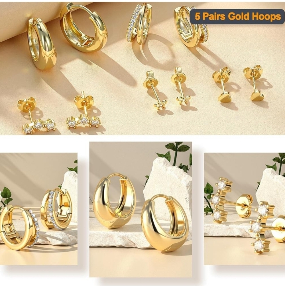 Elegant Gold Hoop Earring Set